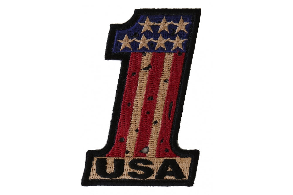 Embroidered Patches Number One Vintage flag and Stars Patch