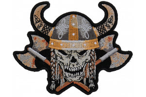 Skull Patches Viking Skull with Axes and Horn Helmet Patch